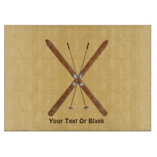 Cross-Country Skis And Poles Cutting Board (Front)