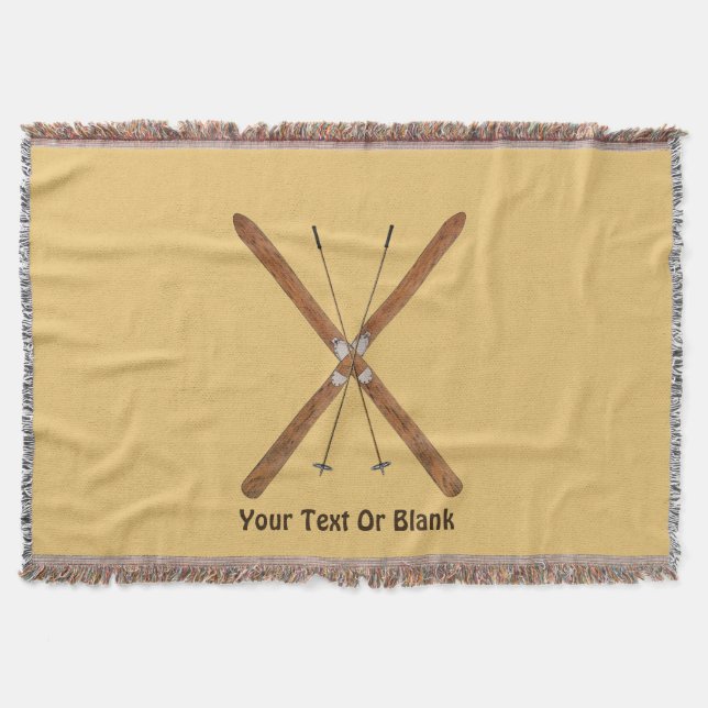 Cross-Country Skis And Poles Throw Blanket (Front)
