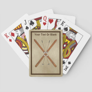 Cross-Country Skis On Old Paper Playing Cards