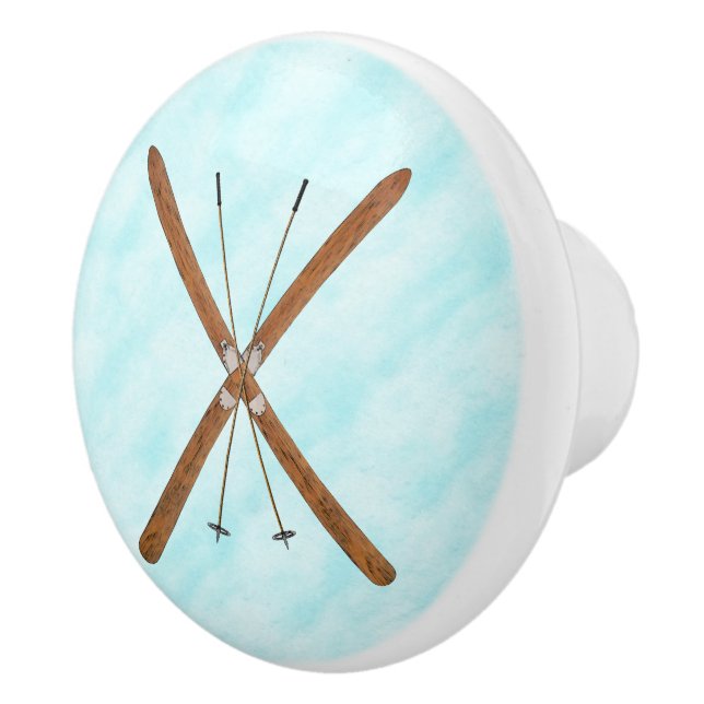 Cross-Country Skis On Snow Ceramic Knob (Right)