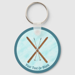Cross-Country Skis On Snow Key Ring