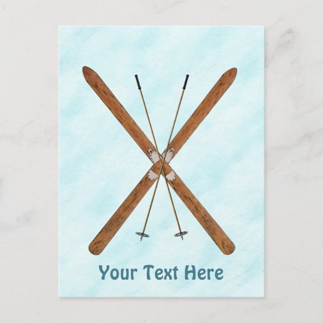 Cross-Country Skis On Snow Postcard (Front)