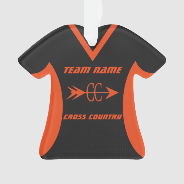 Cross Country Sports Jersey Orange and Black Ornament (Front)