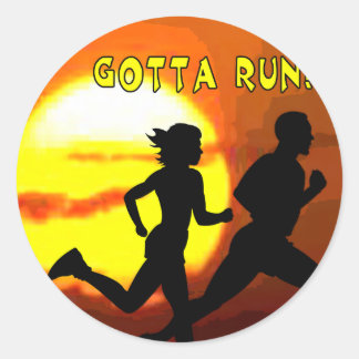 CROSS COUNTRY STAMP MOTTO - GOTTA RUN! CLASSIC ROUND STICKER