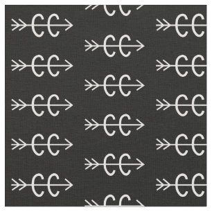 Cross Country Symbols Black White Fabric