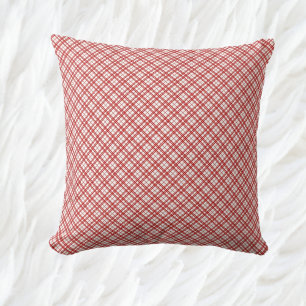 Cross Diagonal Pattern Coral Red White Cushion