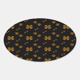Cross Dog bones and Paw prints Oval Sticker