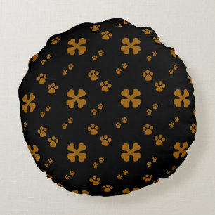 Cross Dog bones and Paw prints Round Cushion