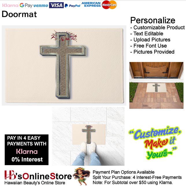 Cross Door Mat Background  with Beige Background (Cross Door Mat with Beige Background.)
