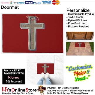 Cross Door Mat Background with Red Background