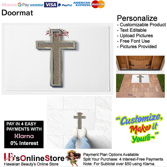 Cross Door Mat with White Background  (Cross Door Mat with White Background.)