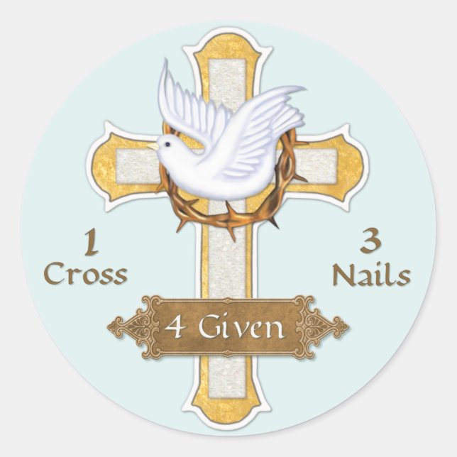 Cross Dove 4 Given Classic Round Sticker (Front)