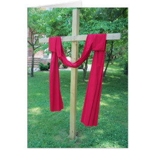 Cross Draped In Red
