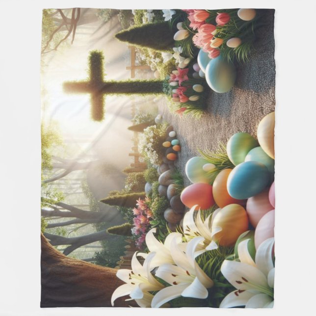 Cross/Easter egg/Lilly  Fleece Blanket (Front)