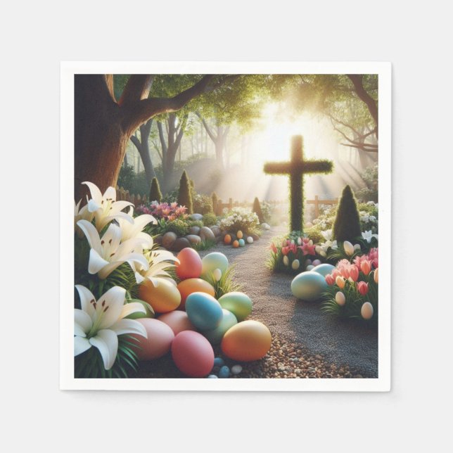 Cross/Easter egg/Lilly  Napkin (Front)