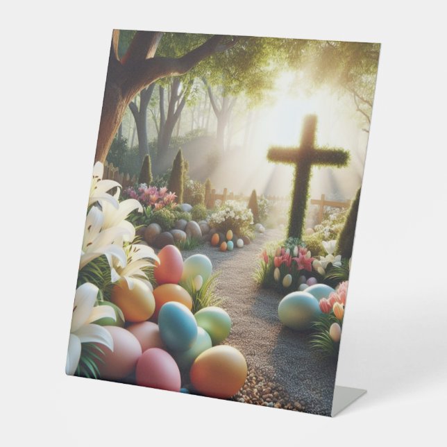 Cross/Easter egg/Lilly  Pedestal Sign (Front)