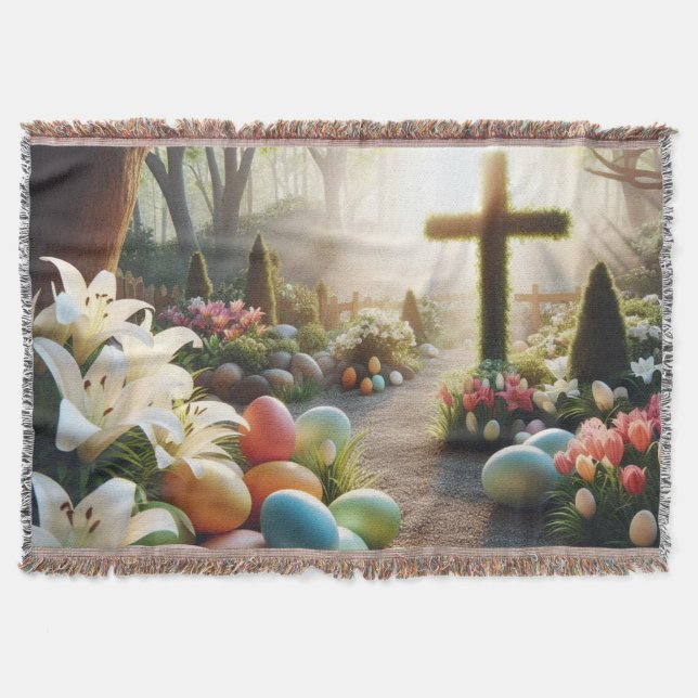 Cross/Easter egg/Lilly  Throw Blanket (Front)