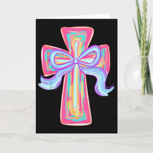 Cross Easter Pink Brushstroke He Is Risen Coquette Card