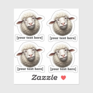 Cross-Eyed Sheep Illustration Custom Text