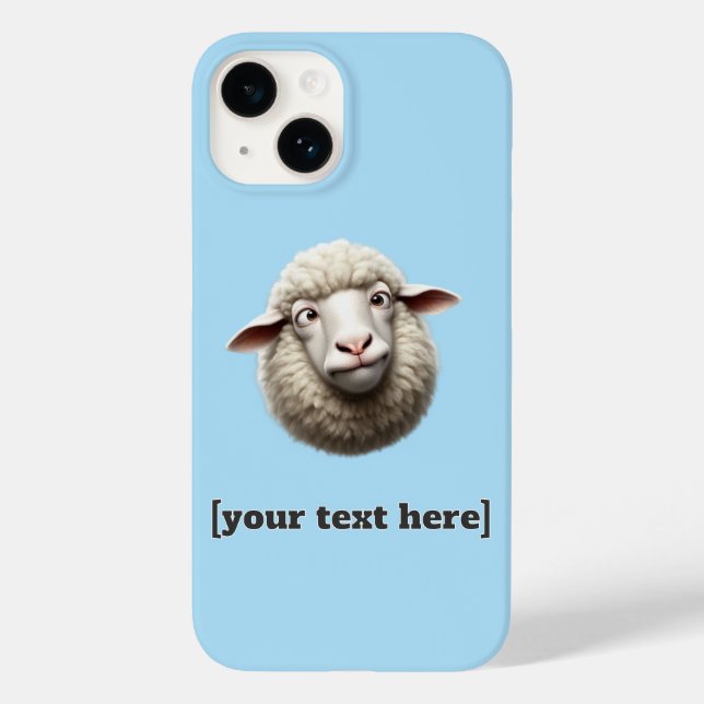 Cross-Eyed Sheep Illustration Custom Text Case-Mate iPhone Case (Back)