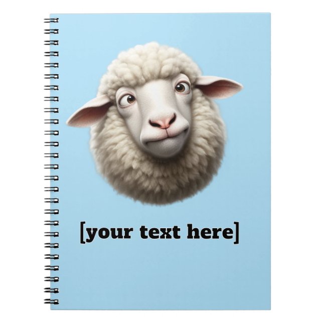 Cross-Eyed Sheep Illustration Custom Text Notebook (Front)