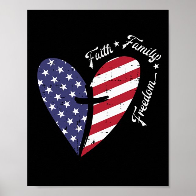 Cross Faith Fourth 4th Of July Patriotic Christian Poster (Front)