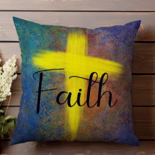 Cross Faith Script Blue Purple Cushion