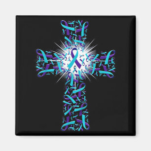 Cross Faith Suicide Prevention Awareness Ribbon Magnet