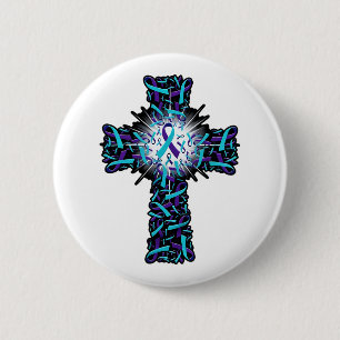Cross Faith Suicide Prevention Awareness Ribbon Su 6 Cm Round Badge