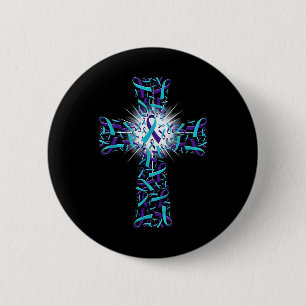 Cross Faith Suicide Prevention Awareness Ribbon Su 6 Cm Round Badge