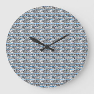 Cross Filigree Design Blue Pattern Large Clock