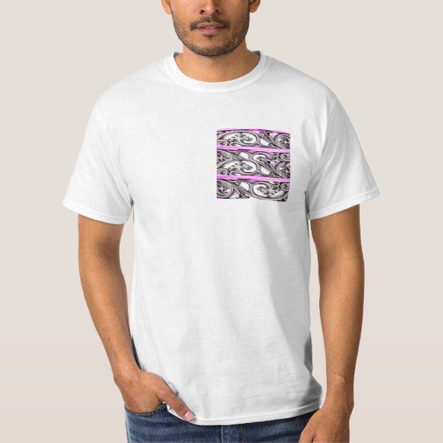 Cross Filigree Design Purple Silver Pattern T-Shirt (Front)