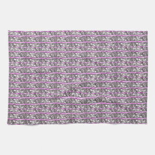 Cross Filigree Design Purple Silver Pattern Tea Towel
