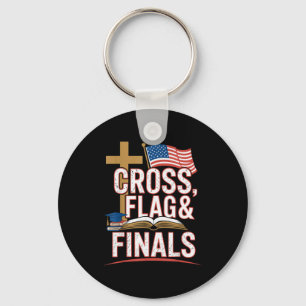 Cross Flag And Finals Christian Conservative Stude Key Ring
