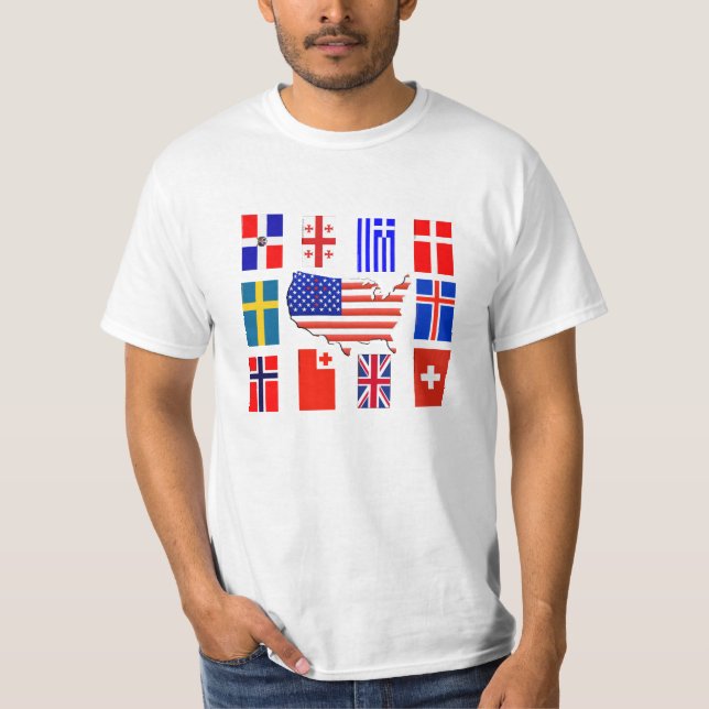 CROSS FLAGS AROUND THE WORLD T-Shirt (Front)