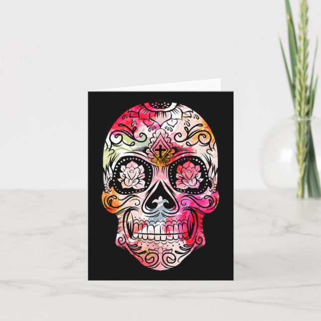 Cross Flower Sugar Skull Day Of The Dead Costume G Card (Front)