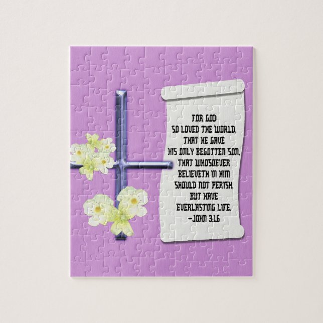 Cross Flowers John 3-16 Jigsaw Puzzle (Vertical)