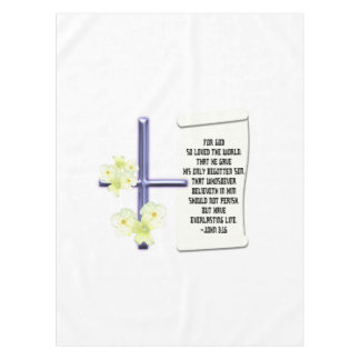 Cross Flowers Scripture John 3-16 Tablecloth