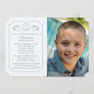 Cross Focus Blue Photo Religious Invitation