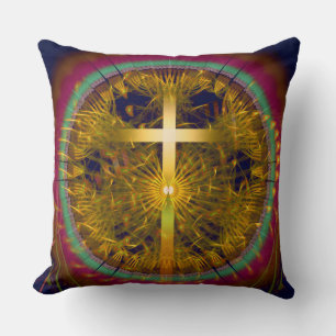 Cross fractal art round composition cushion