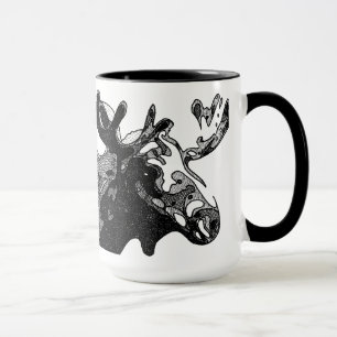 Cross-hatched Moose Mug