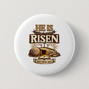 Cross He Is Risen Jesus Religious Easter Christian 6 Cm Round Badge