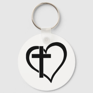 Cross & Heart Button Keychain