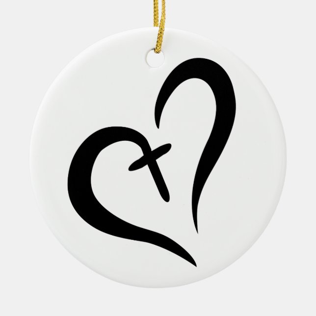 CROSS HEART CERAMIC ORNAMENT (Front)
