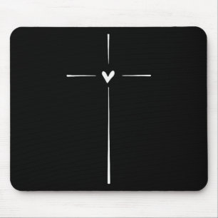 Cross Heart Inspirational Religious Christian Mouse Pad