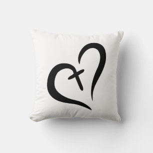 cross heart symbol cushion