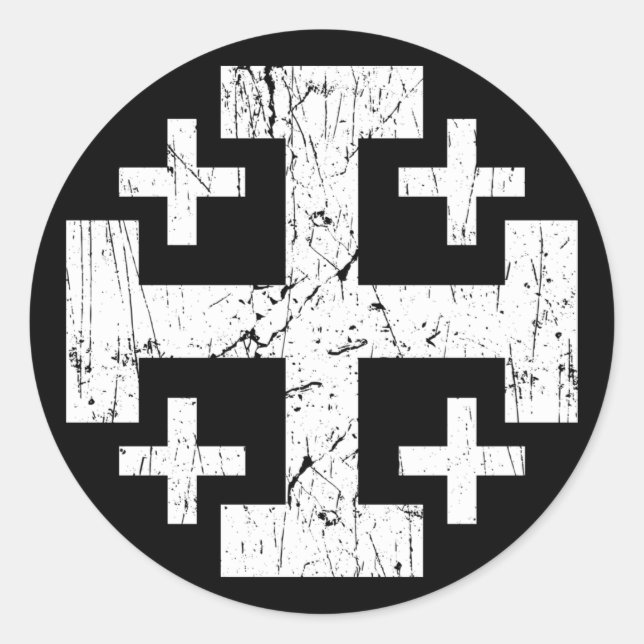 cross holy land grunge religion symbol Jerusalem P Classic Round Sticker (Front)