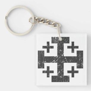 cross holy land grunge religion symbol Jerusalem P Key Ring