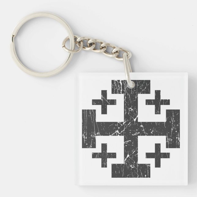 cross holy land grunge religion symbol Jerusalem P Key Ring (Front)