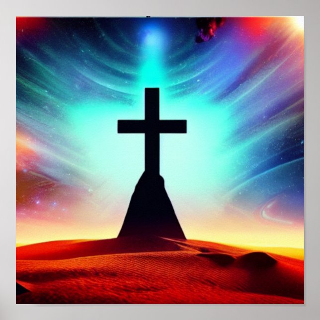 Cross in a Desert Spacescape Poster (Front)